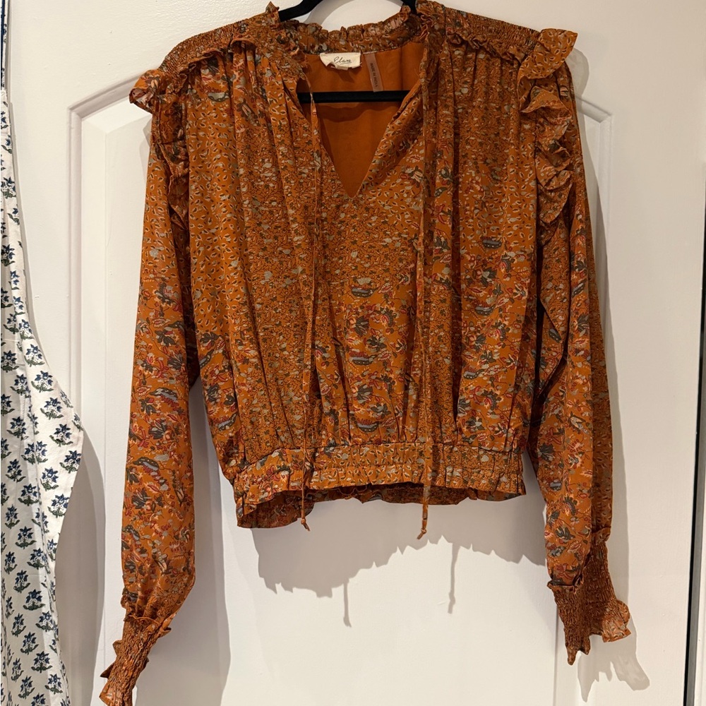 Elan Orange Floral Blouse